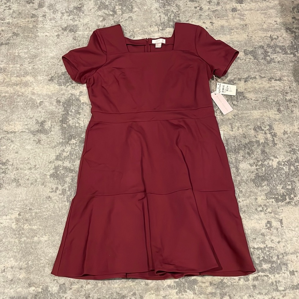 SOLD - NWT Rachel Parcell Square Neck Fit & Flare Dress in Red Cordovan Sz XXL - Picture 7 of 16